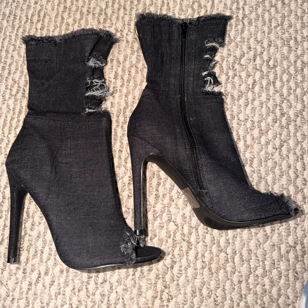 Stylish Black Denim Ankle Boots